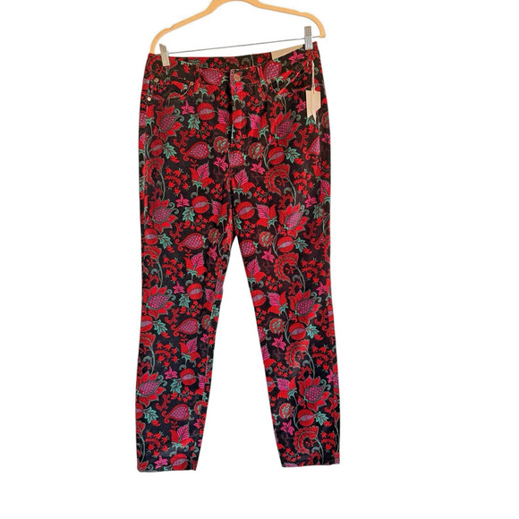 Soft Surroundings Sz‎ 12 Velvet Skinny Pants Floral Party - Picture 1 of 10